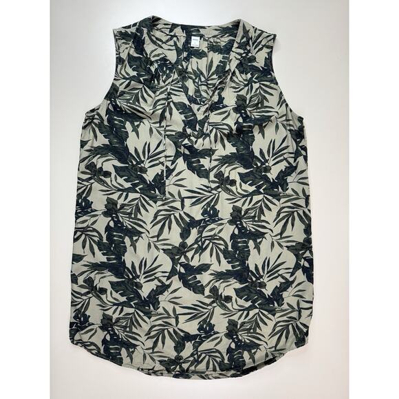Old Navy Women’s Tropical Shift Dress L Green Black Floral Resort Vacation Rayon - Picture 3 of 11